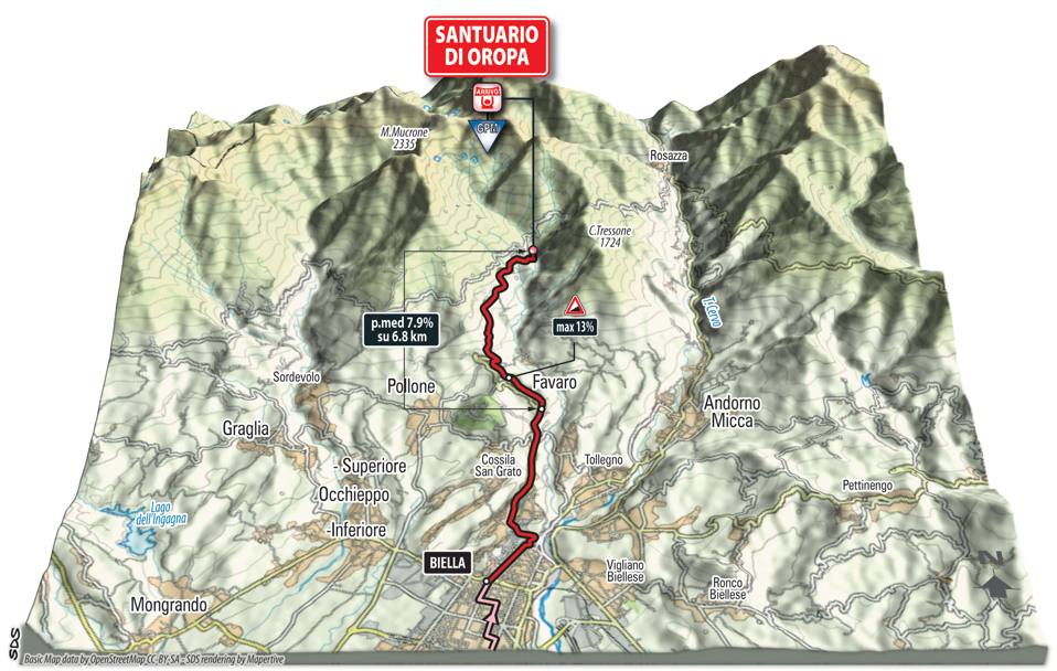 Sabato 20, 14ª tappa, Castellania-Oropa, 131 km (arrivo in salita)